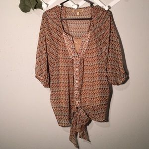 Sheer button down blouse